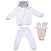 Feekr Professional Beekeeping Suit Jacket with Pants and Goat Skin Long Sleeve Gloves, Medium（White）