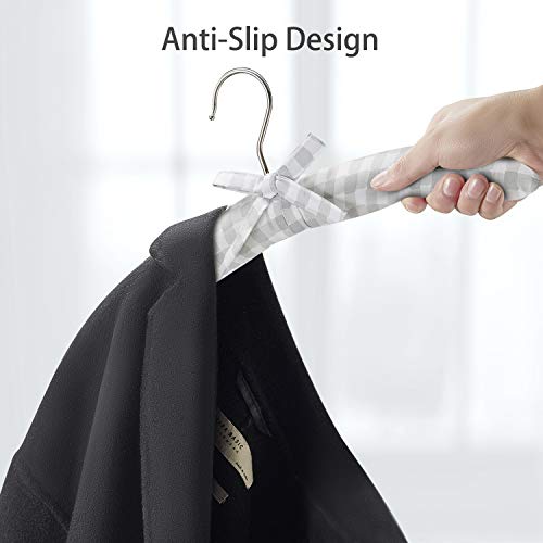 image for GLCON Satin Padded Hangers for Sweaters - Thick Padded Clothes Hangers