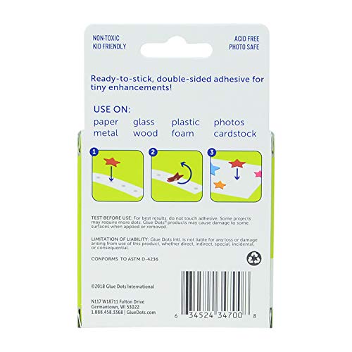 Glue Dots DoubleSided Permanent Micro Dots, 1/8'', Clear, Roll of 325