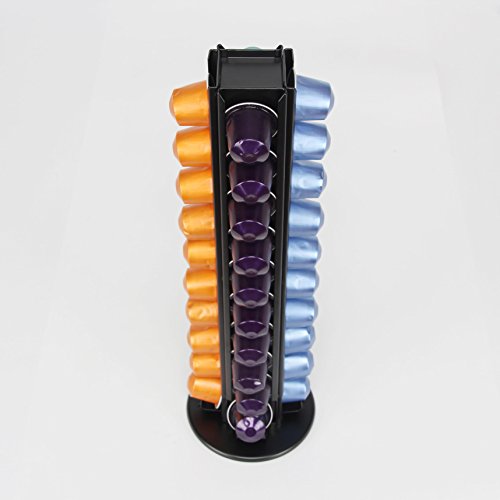 Capsule Storage Rack Rotatable ,Coffee Pod Holder ，Shelves Metal Steel for 40 Cups Nespresso,Iron ,Black (40 Pods) - Thumbnail 3