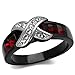 Marimor Jewelry 1.50 Carat Red and Clear Cubic Zirconia Black Stainless Steel Fashion Ring Women's Size 6