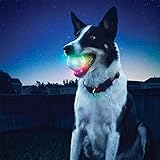 2018 LED Glowing Streak Dog Ball Blinking Pet Toys Lights Up Supplies for Night Play (White)