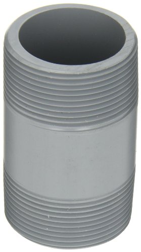 GF Piping Systems CPVC Pipe Fitting, Nipple, Schedule 80, Gray, 3" Length, 1-1/2" MPT
