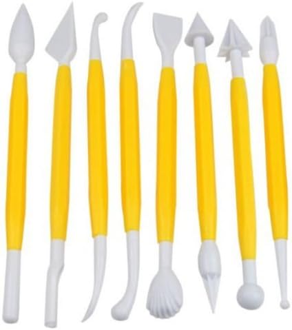 Decorating Tools Kit DIY Cake Fondant &amp; Gum Pastry Tools Set Decorating Modeling Baking Mould Cookie Supplies Kitchen Tools 16 Designs 1 Set of 8 Pcs (1)