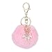 Rabbit Fur Furry Pom Poms Keychain Dancing Angel Car Key Bag Hangs Pendant Chains (Pink)