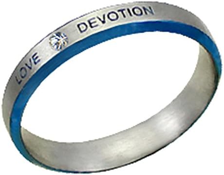 Stainless steel 2-tone Hand Polished "Love & Devotion" Ring - size 6
