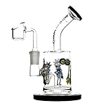 Kiwini Handmade Cartoon Pattern Glass Water Drum Rig Crafts 6.5 Inch (Style A) Random Color