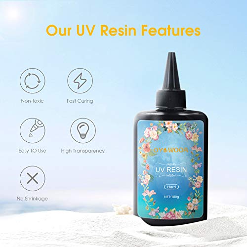 UV Resin Crystal Clear Hard Ultraviolet Curing Epoxy Resin DIY Jewelry Making Art for Pendants Earrings Necklaces Bracelets Nail Art Accessories(65g)