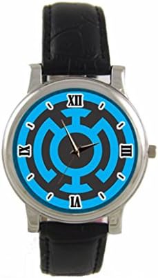 Blue Lantern Corps logo Custom Women Men Style Watch with Black Leather Strap
