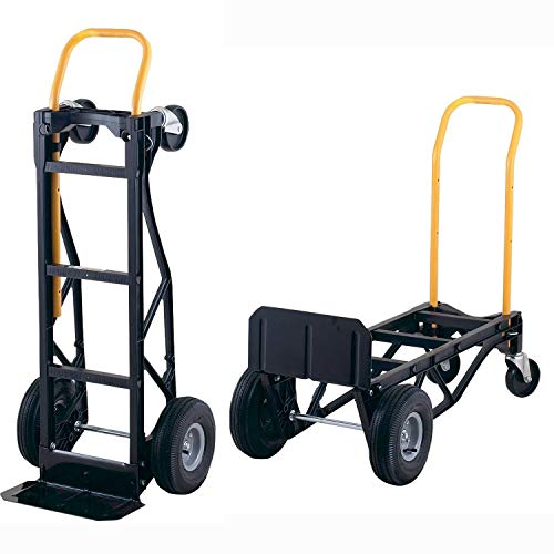 Harper Trucks 700 lb Capacity Glass Filled Nylon Convertible Hand Truck and Dolly with 10" Pneumatic Wheels (Renewed)