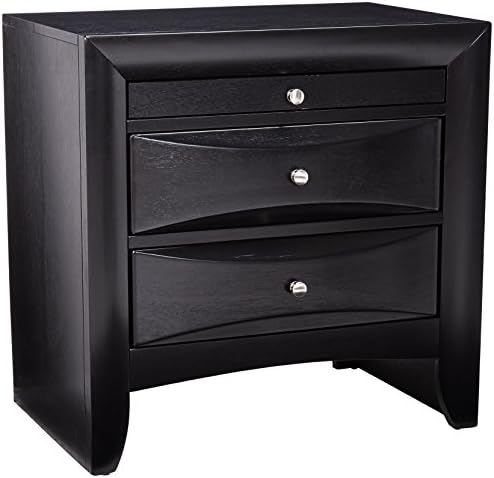 Amazon Com Briana 2 Drawer Nightstand With Tray Black Furniture Decor