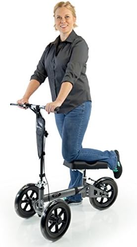 Titan Folding Steerable Knee Walker All-Terrain 12" Flat Free Tires &amp; Hand Brake - Blue Color