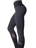 Feeker Women's High Waist Yoga Capri Pants, Black Cotton Mesh Workout Capri Leggings, Tights For Gym, Running, Yoga