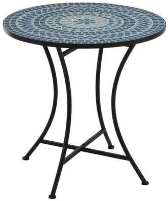 J Line Table Mosaique Ronde En Metal Et Ceramique Bleu Amazon Fr Cuisine Maison