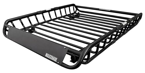 MaxxHaul 70115 46 x 36 x 4-1/2 Roof Rack Rooftop Cargo Carrier Steel Basket, Car Top Luggage Holder for SUV and Pick Up Trucks - 150 lb. Capacity, black