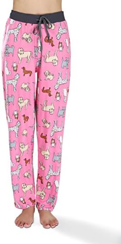 Victoria Womens Pajama Lounge Pant Pink Smart Dog Print, Size M