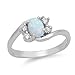 Sterling Silver Oval Created White Opal Ring