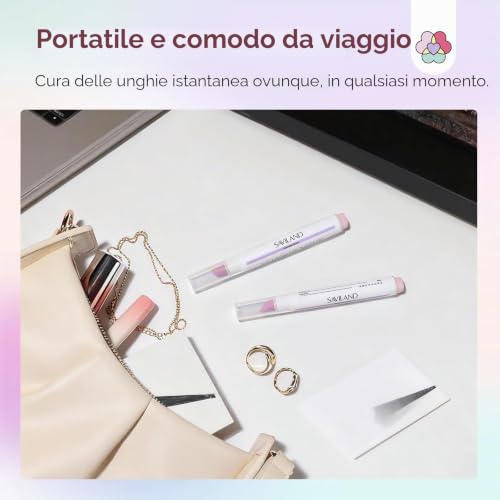SAVILAND 3 in 1 Cuticle Pen, 2 Pieces Cuticle Scrub Pen for Cuticle Remover and Cuticle Oil with Ceramic Tip for Hair, Chapped and Dry Nails