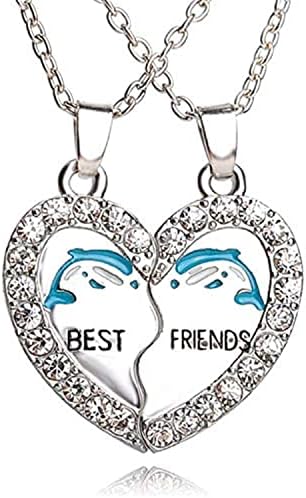 Dolphin Animal Love Crystal Heart Pendant Charm Chain Best Friend