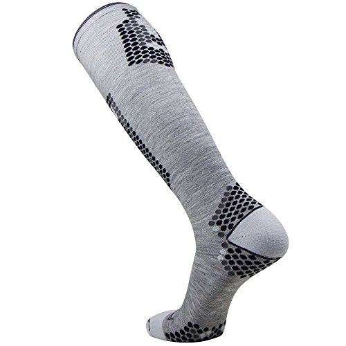 Ultra-Lightweight Compression Ski Socks - Merino Wool, Improve Circulation - Skiing, Snowboard Sock (Heather Grey/Black, M) - Thumbnail 2