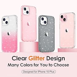 Hython Case for iPhone 15 Plus Case Glitter, Cute