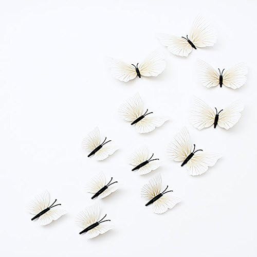New 12PcsX 1Color Art Decal Girls Home Room Wall Stickers 3D Butterfly Decorations Decors "White Color" Set28