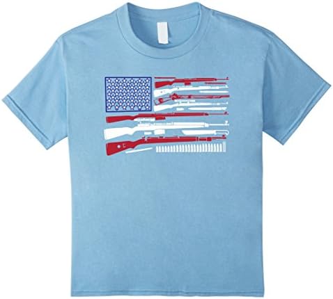 unisex-child Kargowear Big American Flag With Machine Guns T-shirt 4 Baby Blue