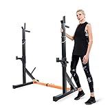 Vanswe Multi-Function Barbell Rack 550LBS Capacity Dip Stand Home Gym Fitness Adjustable Squat Rack Weight Lifting Bench Press Dipping Station