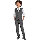 Marvelous Kids Boys' 6-Piece Formal Slim Fit Suit Set, Vest, Pants, Dress Shirt, Tie, Pocket Square, and Bow Tie