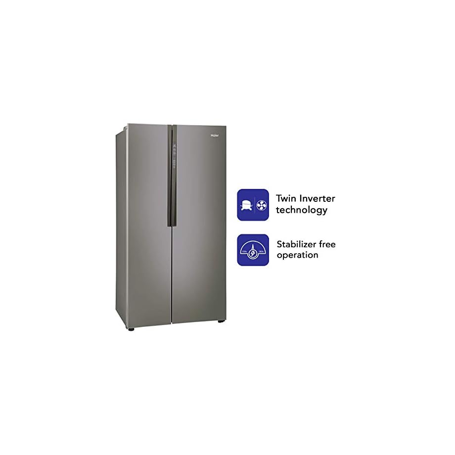 Haier 565 L Inverter SidebySide Door Refrigerator (HRF619SS, Silver