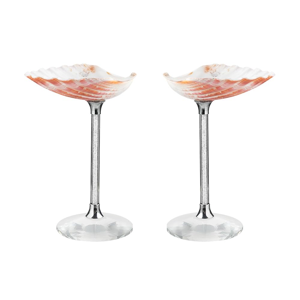 Photo 1 of Handmade Pink Shell Conch Cup Martini Glasses Cocktail Party Unique Cocktail Cup Hollow Handle Filled Rhinestone Goblet,Seashell Martini Glass, Unique Shell-Shaped Design champagne glass (2)