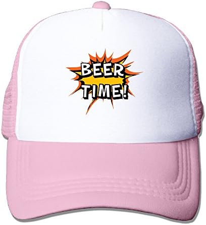 Uzhongquux Beer Time Summer Mesh Cap With Adjustable Snapback Strap Pink