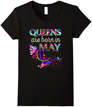 Women's Queens Are Born in May Color T-Shirt Medium Black