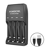 POWEROWL AA AAA Smart Battery Charger(Micro Inport) with Fast Charging Indicator for Ni-MH Ni-CD Batteries No Adapter