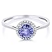10K White Gold Diamond Engagement Ring Round Blue Tanzanite 1.12 cttw (Size 9)