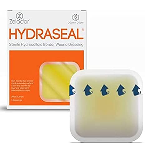 Hydrocolloid Border Wound Dressing – Waterproof, Breathable & Adhesive Patches for Faster Healing, Blister & Acne Protection – Ideal for Sensitive Skin 20x20cm x 5