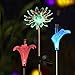 voona Solar Garden Decoration Lights 3-Pack Solar Color Changing LED Stake Lights Clear Fiber Lily, Fiber Calla Lily, Daisy Mixed for Outdoor Pathway Party Holiday Christmas