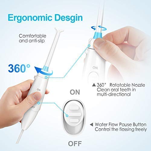 iTeknic Water Dental Flosser Electric Oral Irrigator for Teeth Clean with 1m Imported Soft Hose, 600ml Capacity, 7 Multifunctional Jet Tips , 10 Stepless Water Pressure Flosser for Family, FDA Approved