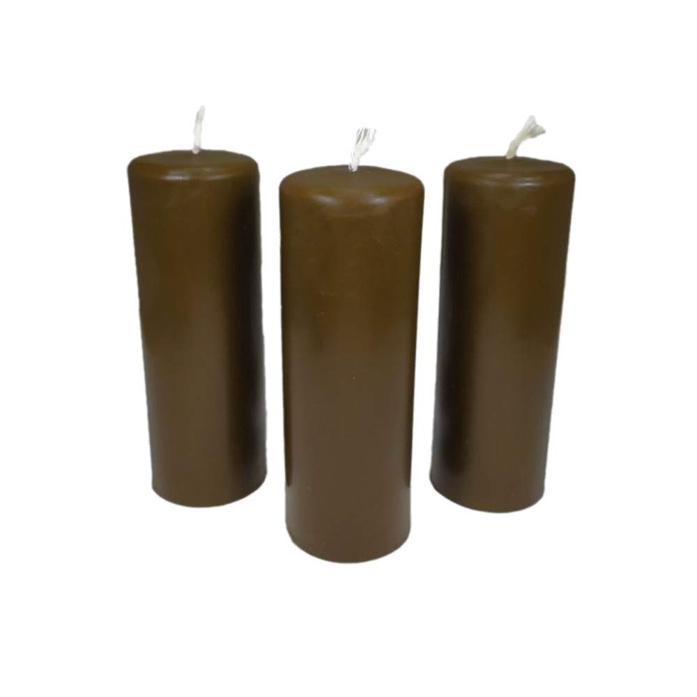 3X Pillar Candles Rustic Height 95mm Ø 34mm Beeswax drip Candles Brown 36363
