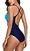 ALove Women Twist Cross One Piece Swimsuit V Neck Bathing Suits Swimwear XXL Aqua-Navy