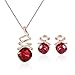 Teniu Fashion Crystal Pendant Necklace Earring Set Rose Gold Jewelry Set For Women Girls