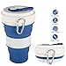 CREATELIFE Collapsible Travel Cup - Multifunctional Silicone Folding Camping Cup Sport Bottle with Lids - Expandable Scald-Proof Drinking Cup - BPA Free, Portable Bottle (Blue)