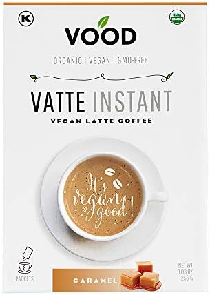 Vatte Instant by VOOD - 100% Vegan & Organic Instant Coffee Latte - Caramel Flavor - 8 x Single Serve Packets - Gluten-free, Soy-free, Dairy-free, GMO-free & Kosher - Best Gourmet Drinks Powder
