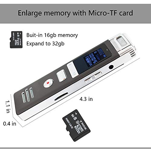 fomei Digital Voice Recorder for Lectures 16GB Voice Activated Recorder with Playback Dictaphone Voice Recorder Pen with USB, Portable for Spy, Meetings, Interviews