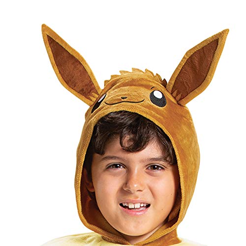 Eevee Pokemon Kids Costume, Official Pokemon Hooded Jumpsuit with Ears