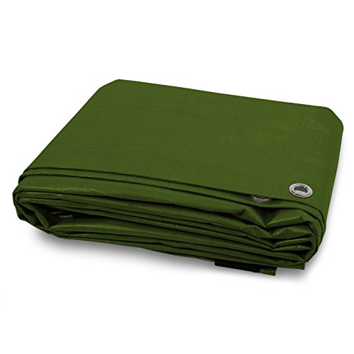 Heavy Duty Tarps | Waterproof Ground Tent Trailer Cover | Multilayered Tarpaulin in Many Sizes and Thicknesses | 10 Mil - Green - 10' x 12'