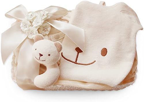 当店限定販売 出産祝い ベビーギフト3点セット 男の子 女の子 ギフトセット 2wayドレス 60サイズ オーガニックコットン くまのスタイとガラガラ