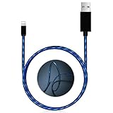 Areson Lightning to USB Charging Cable LED Data & Sync Charging Charger Cord for iPhone 7/SE/6s/6/ 5/5c/5s/Plus, iPad, iPod - 3.0 Feet (Blue)