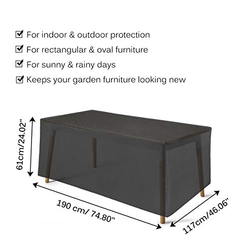 image for GEMITTO Rectangular Patio Table Cover Water Resistant Chair Set Cover 