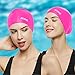 Aegend Swim Caps for Long Hair, Durable Silicone Swimming Caps for Women Men Adults Youths, Easy to Put On and Off, Waterproof Swim Hats Bathing Caps to Keep Hair Dry, 2 Pack, Blue Pink